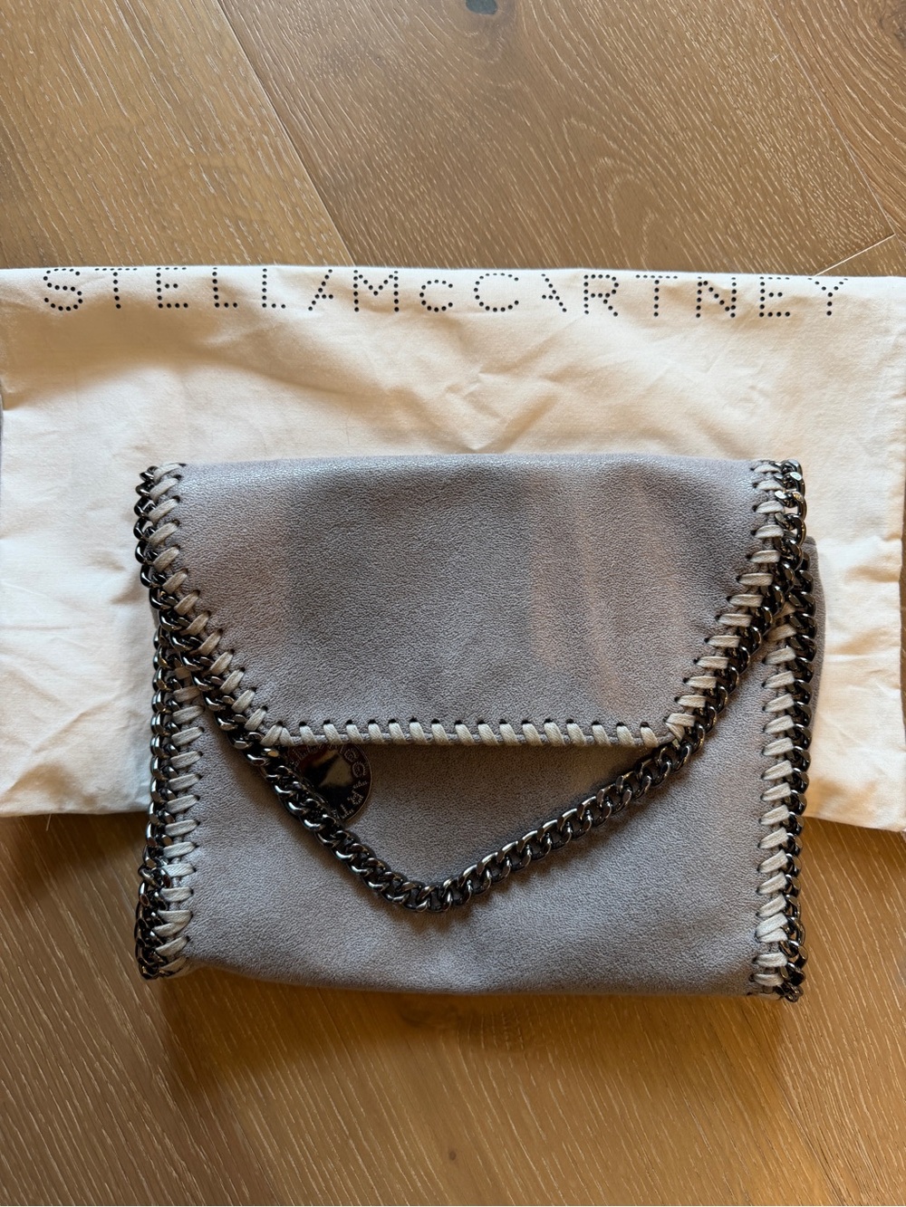 Stella McCartney Gray suede Falabella/Fabera Chain Shoulder Bag gray/silver. LN